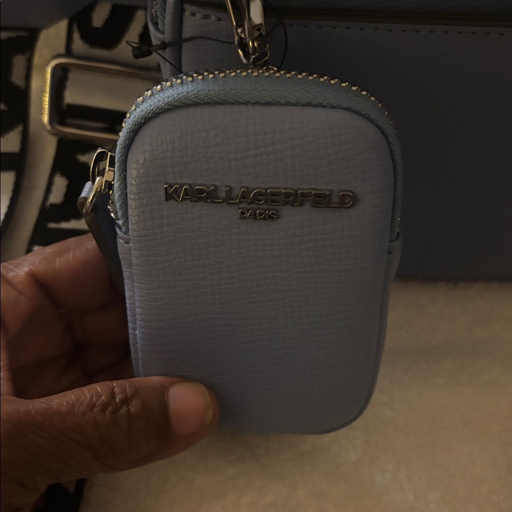 Karl Lagerfeld Light Blue Crossbody W Ear Pods Case - Picture 4 of 4
